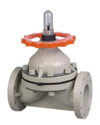 UPVC / PVC Diaphragm Valve Flange Connection Wheel Handle PN1.0Mpa JIS/DIN/ANSI